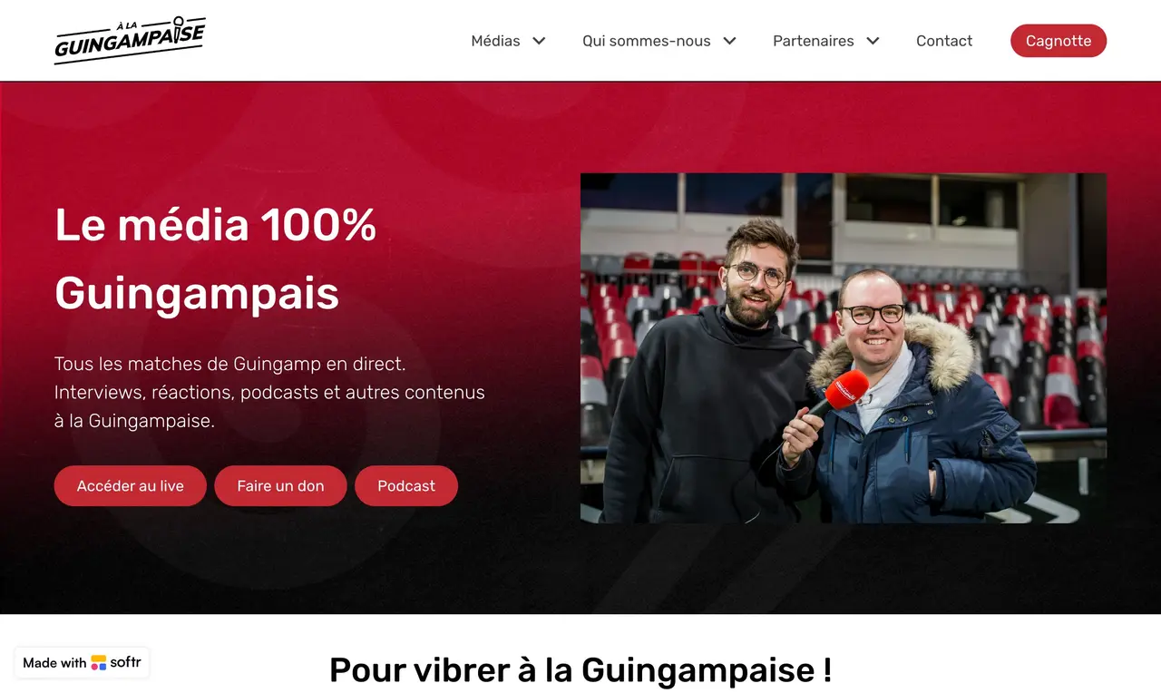 Page d'accueil du site alaguingampaise.com